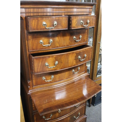 131 - An antique style tallboy/ chest of drawers, measuring 28.5x60x17.5inches.