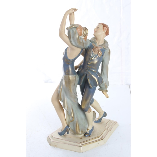 147 - A stunning & unusual Royal Dux figure, by Schaff, modelled as a dancing couple, stamped 3250 to base... 