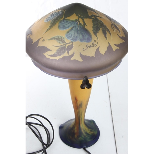 151 - A decorative reproduction Galle glass table lamp. Measuring approx 42cm.