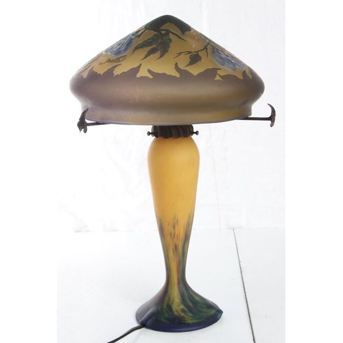 151 - A decorative reproduction Galle glass table lamp. Measuring approx 42cm.