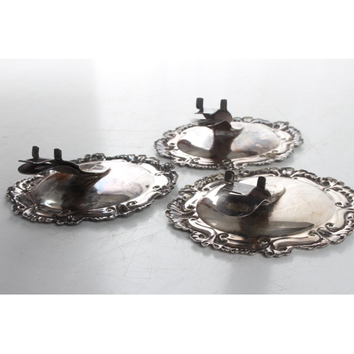 171 - A set of 3 antique silver plated oil lamp light reflectors.