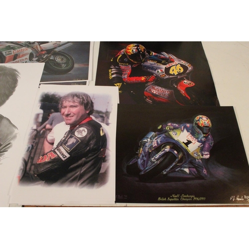 226 - A lot of unframed motorbike racing prints.