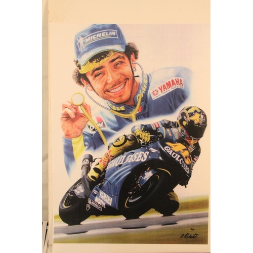 226 - A lot of unframed motorbike racing prints.