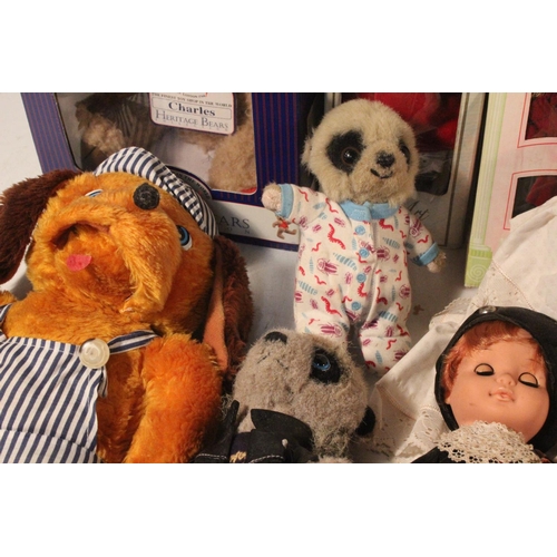 233 - A large lot of assorted soft toys and dolls.