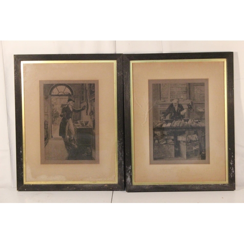 238 - A pair of antique framed prints 'The Lawyer' and 'The Huntsman' from a painting by W Dendy Sadler.