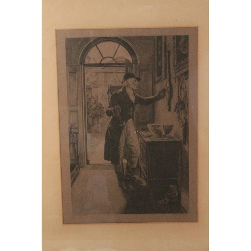 238 - A pair of antique framed prints 'The Lawyer' and 'The Huntsman' from a painting by W Dendy Sadler.