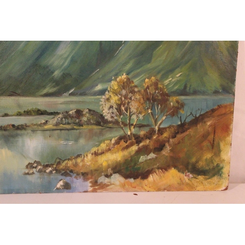 254 - A large unframed oil painting, unsigned.