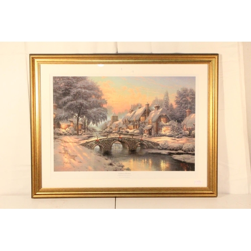 255 - A large gilt framed picture 'Cobblestone Lane VI' by Thomas Kinkade.