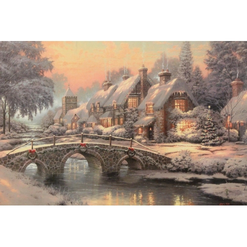 255 - A large gilt framed picture 'Cobblestone Lane VI' by Thomas Kinkade.