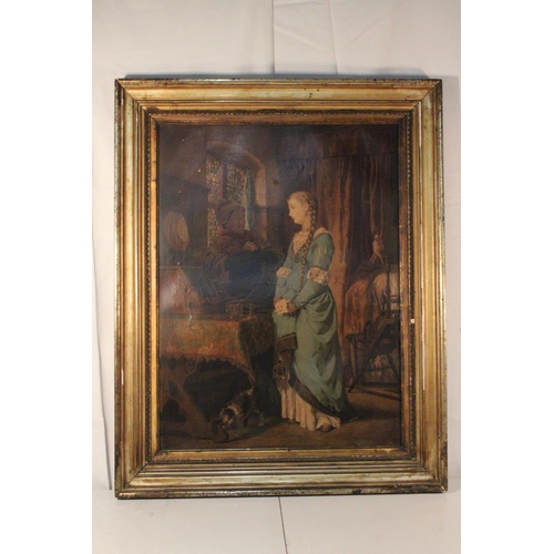 276 - A large stunning antique framed print 'Deep in Thought', measuring 93cm x 74cm.