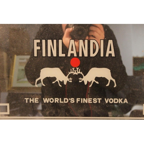 278 - A vintage framed advertising mirror 'Finlandia - The World's Finest Vodka'.