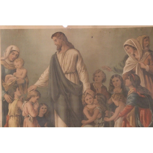 281 - An antique framed print 'Christ Blessing Children'.