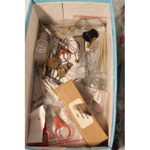 410 - A roll of stranded steel wire, a boxed The Yorkshire Wing Cutter, scissors and more.