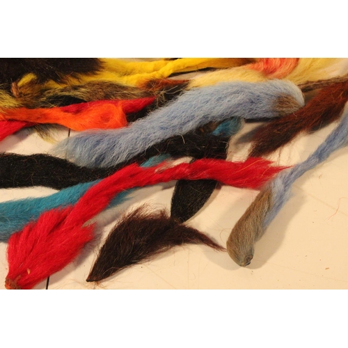 424 - A large lot of dyed fly tying tail fur.