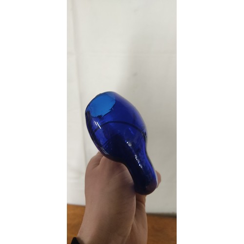 227 - A vintage cobalt blue ornamental pipe. (A/F).