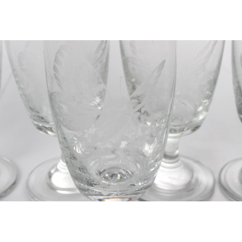 175 - A set of six Sheridan glasses with etched 'Butterfly' detail.