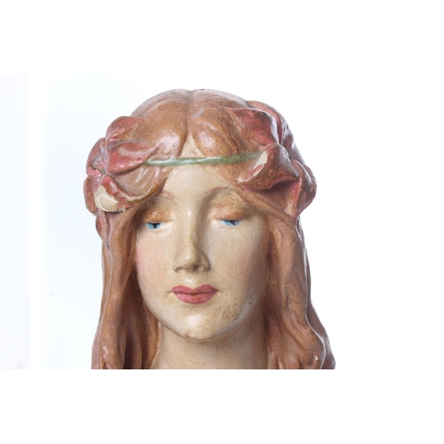 185 - A stunning antique/ Art Nouveau style chalkware bust.