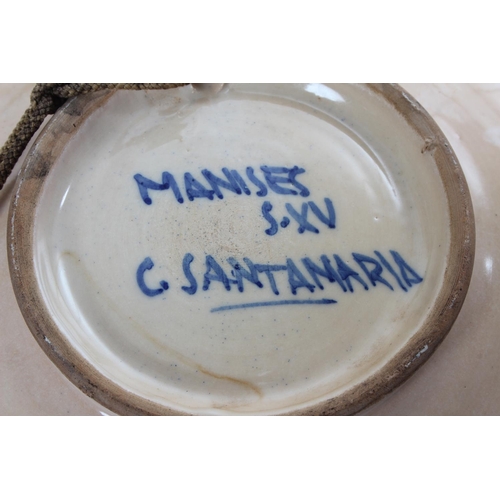 188 - A decorative hand painted bowl, signed to rear, 'Manises S.XV C Santamaria'.