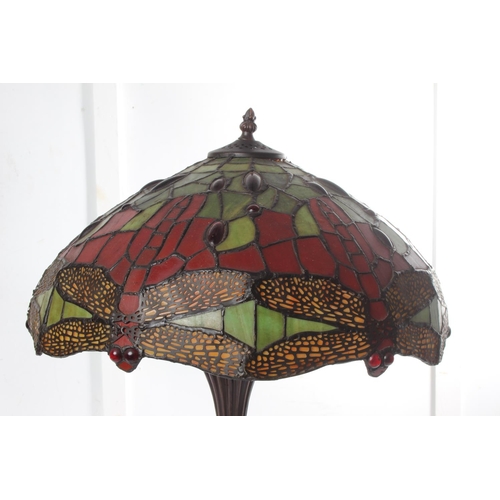 189 - A stunning Tiffany style table lamp with stained glass 'Dragonfly' shade, measuring dia 17inches.