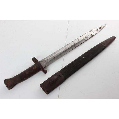 198 - An antique/ Victorian British 1888 Pattern Mk. I, 2nd Type Lee-Metford Bayonet in Scabbard.