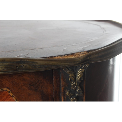 217 - An antique style oval shaped occasional table with drawer & inlaid detail.