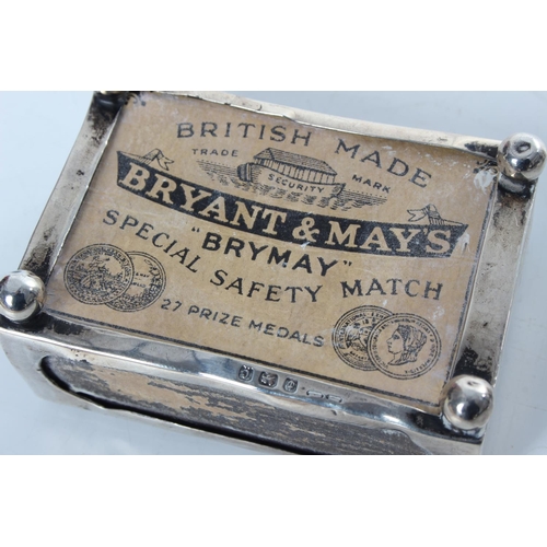 223 - A stunning antique sterling silver matchbox cover with decorative design, along with sterling silver... 