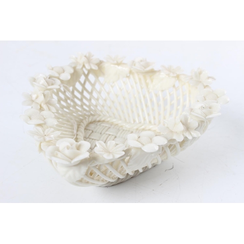 224 - An antique Belleek 4 strand basket (a/f)