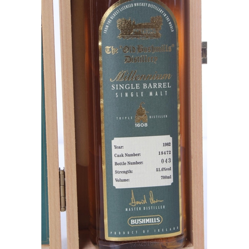 243 - A bottle of Bushmills Millennium Single Barrel Malt whiskey in wooden presentation case.