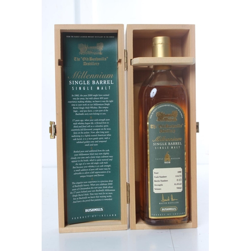 243 - A bottle of Bushmills Millennium Single Barrel Malt whiskey in wooden presentation case.