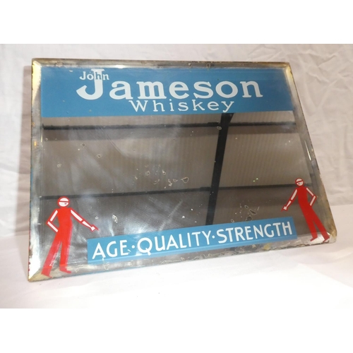 301 - A stunning antique Jameson Whiskey 'Barrel Man' advertising pub mirror, 'Age - Quality - Strength', ... 