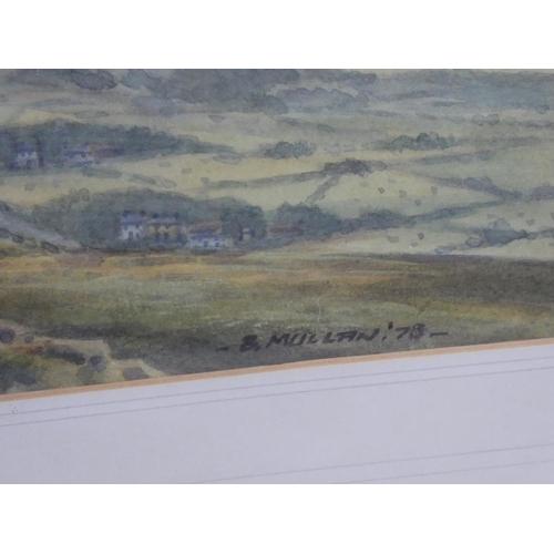 337 - An original watercolour painting of an Irish Coastal scene, signed B Mullan & dated 1978. Measures 2... 