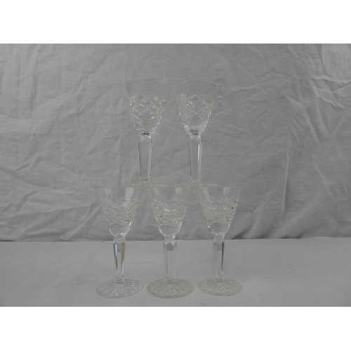 341 - A set of 5 Waterford Crystal Liqueur glasses.