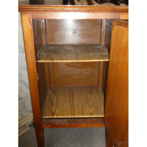 350 - An antique/ Edwardian inlaid bedside cabinet. 42x40x75cm.