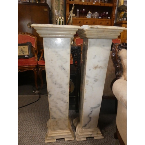 353 - A stunning pair of antique/ Art Deco marble pedestals, measuring 30x30x96cm.(In need of some restora... 