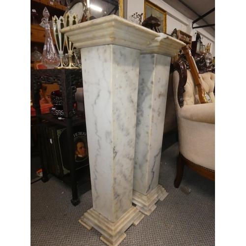 353 - A stunning pair of antique/ Art Deco marble pedestals, measuring 30x30x96cm.(In need of some restora... 