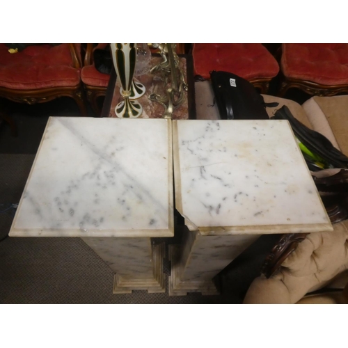 353 - A stunning pair of antique/ Art Deco marble pedestals, measuring 30x30x96cm.(In need of some restora... 