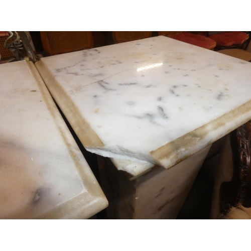 353 - A stunning pair of antique/ Art Deco marble pedestals, measuring 30x30x96cm.(In need of some restora... 