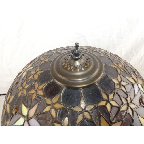 367 - A stunning Tiffany style table lamp with leaded glass shade, measuring 15inches dia.