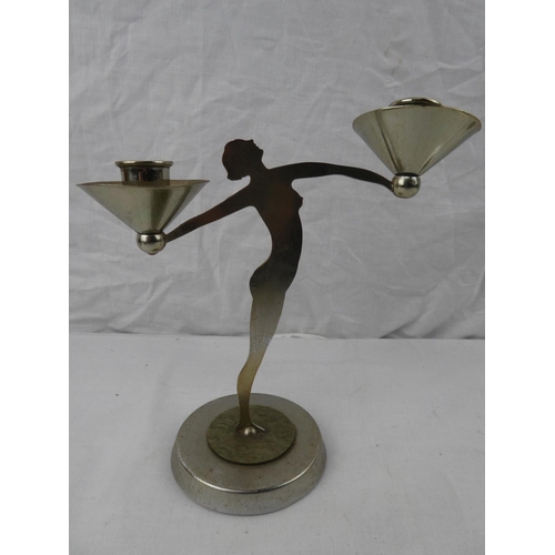 368 - A stunning pair of antique/ Art Deco English Chromium silhouette figure candlesticks. Measuring appr... 