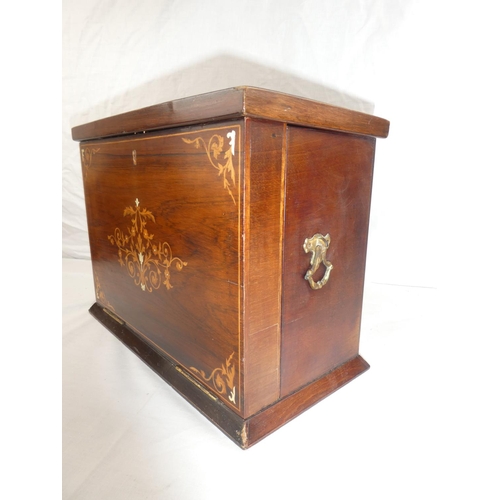 375 - A stunning antique/ Edwardian inlaid writing/ stationary box, with folding leather writing slope. Me... 