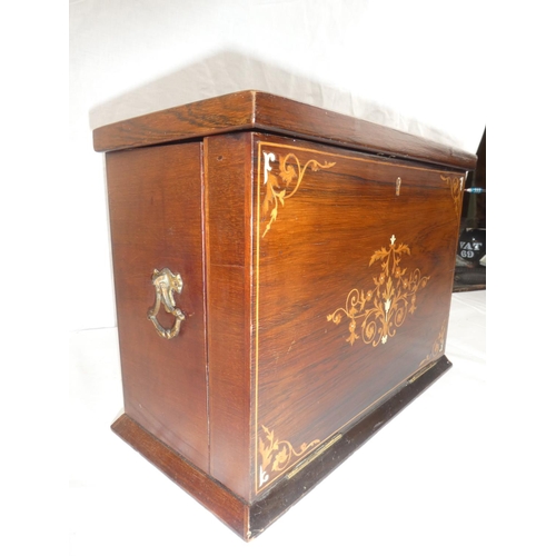 375 - A stunning antique/ Edwardian inlaid writing/ stationary box, with folding leather writing slope. Me... 