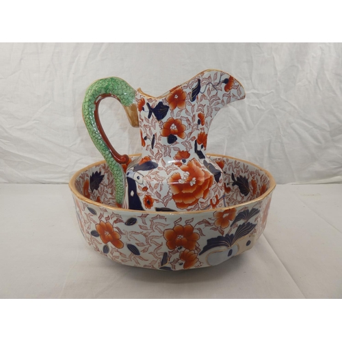 379 - A decorative antique Masons Ironstone jug & basin set.