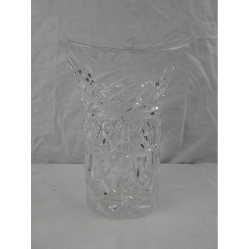 381 - A large decorative crystal vase, measuring