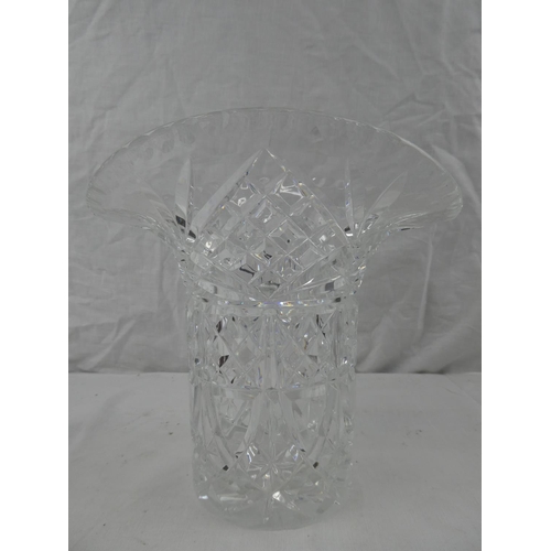 381 - A large decorative crystal vase, measuring