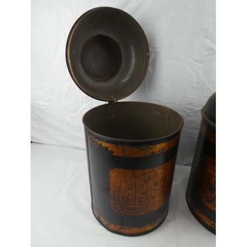 399 - A large pair of decorative shop counter tea caddies, each measuring 40cm tall.