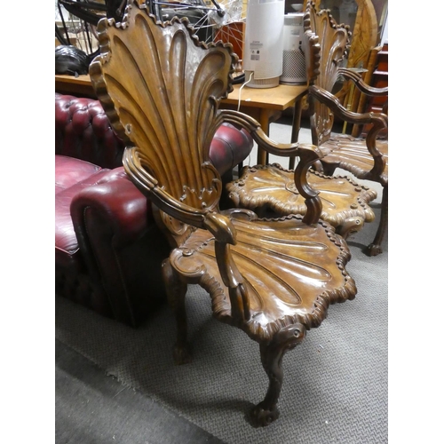 410 - A stunning & unusual pair of vintage Baroque armchairs, complete with matching coffee table.