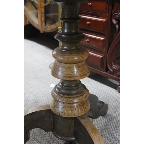 462 - A stunning antique occasional table on tripod base, with decorative inlaid top, measuring 35.5inches... 