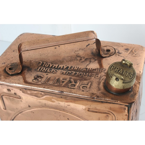 498 - A stunning antique copper Pratts petrol can.