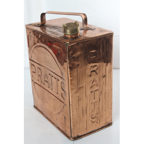 498 - A stunning antique copper Pratts petrol can.