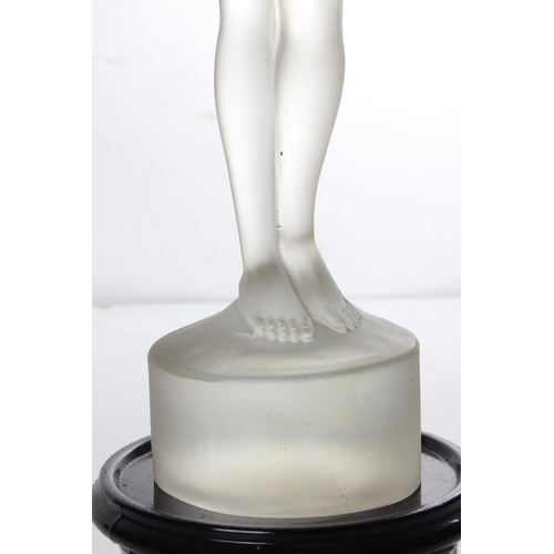 257 - A stunning Art Deco style glass figure, signed to base 'R Lalique', measuring 44cm including base.